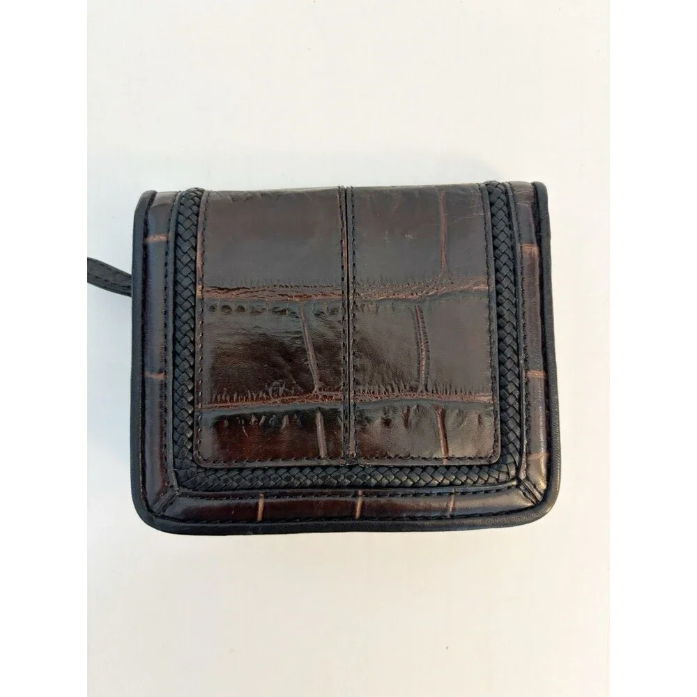 Brighton Black and Brown Croc Bi Fold Leather Wallet
